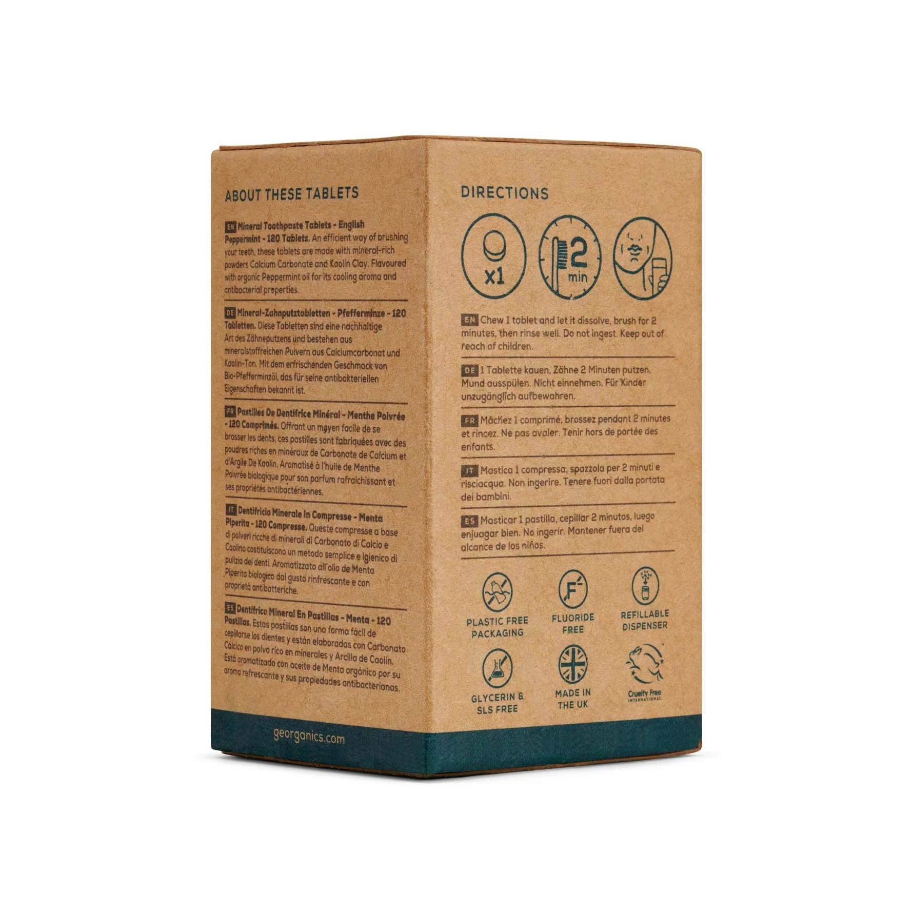 GEORGANICS Zahnputztabletten Pfefferminze 120tabs
