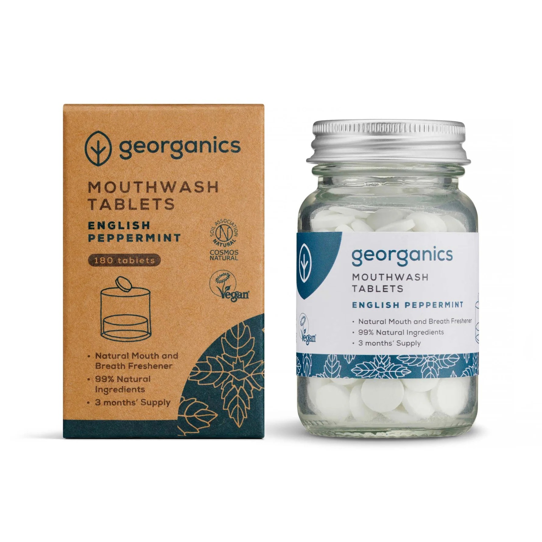 GEORGANICS Mouthwash Tabs Peppermint, 180 tabs