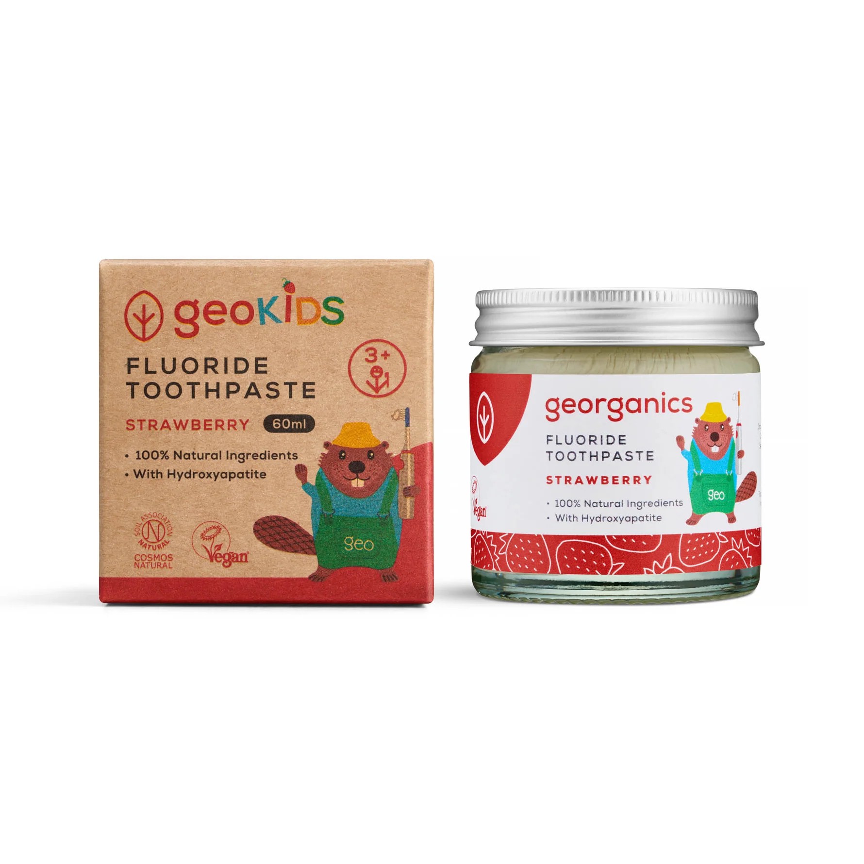 GEORGANICS GeoKids Toothpaste with FLUORINE, Strawberry 60ml