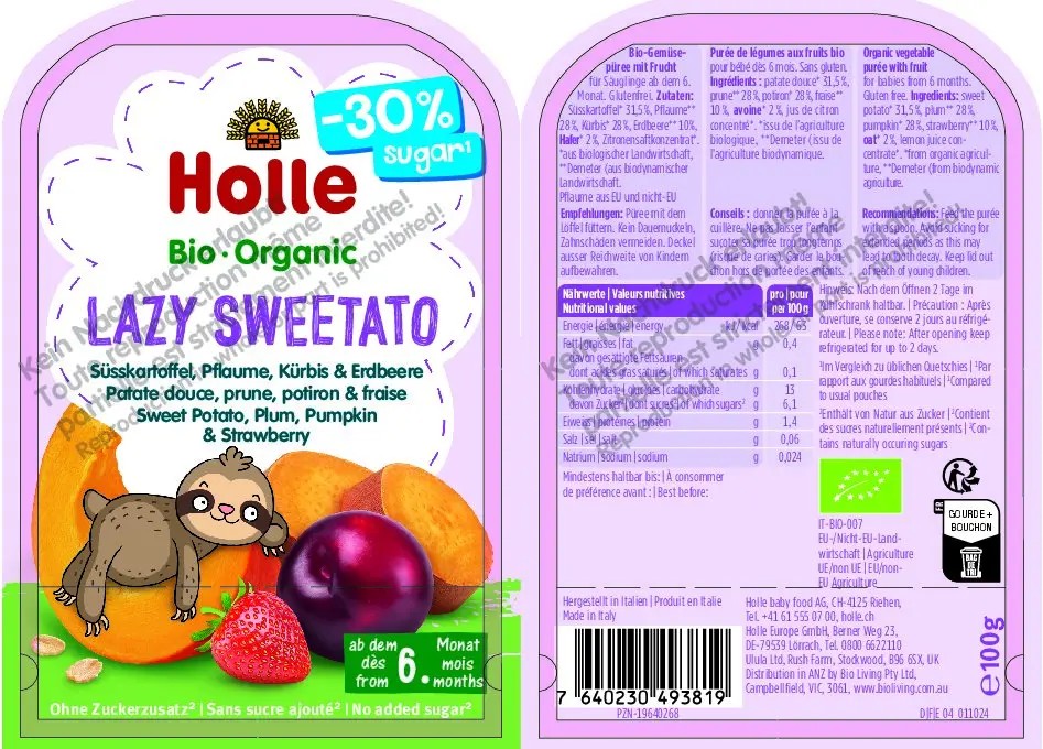 Lazy Sweetato – Sweet potato, plum, pumpkin, strawberry and oats 100g
