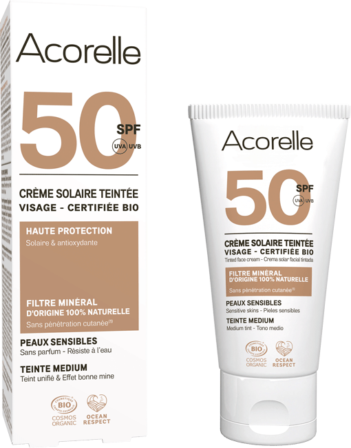ACORELLE SUN Sonnencr Gesicht getönt medium LSF 50, 50ml