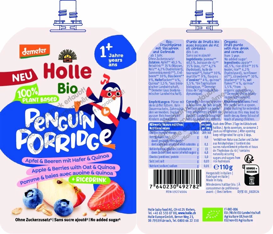 Penguin Porridge Apple & Berries with Oats & Quinoa 110g