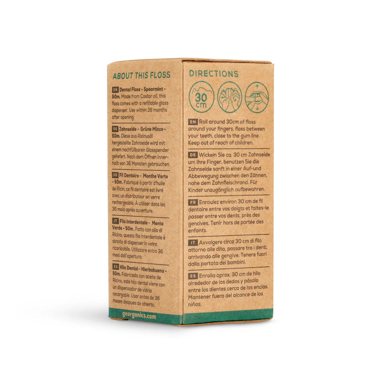 GEORGANICS Dental Floss Spearmint Bionylon, 50mt