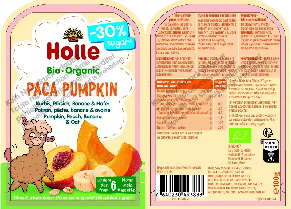 Paca Pumpkin – Pumpkin, Peach, Banana and Oats 100g