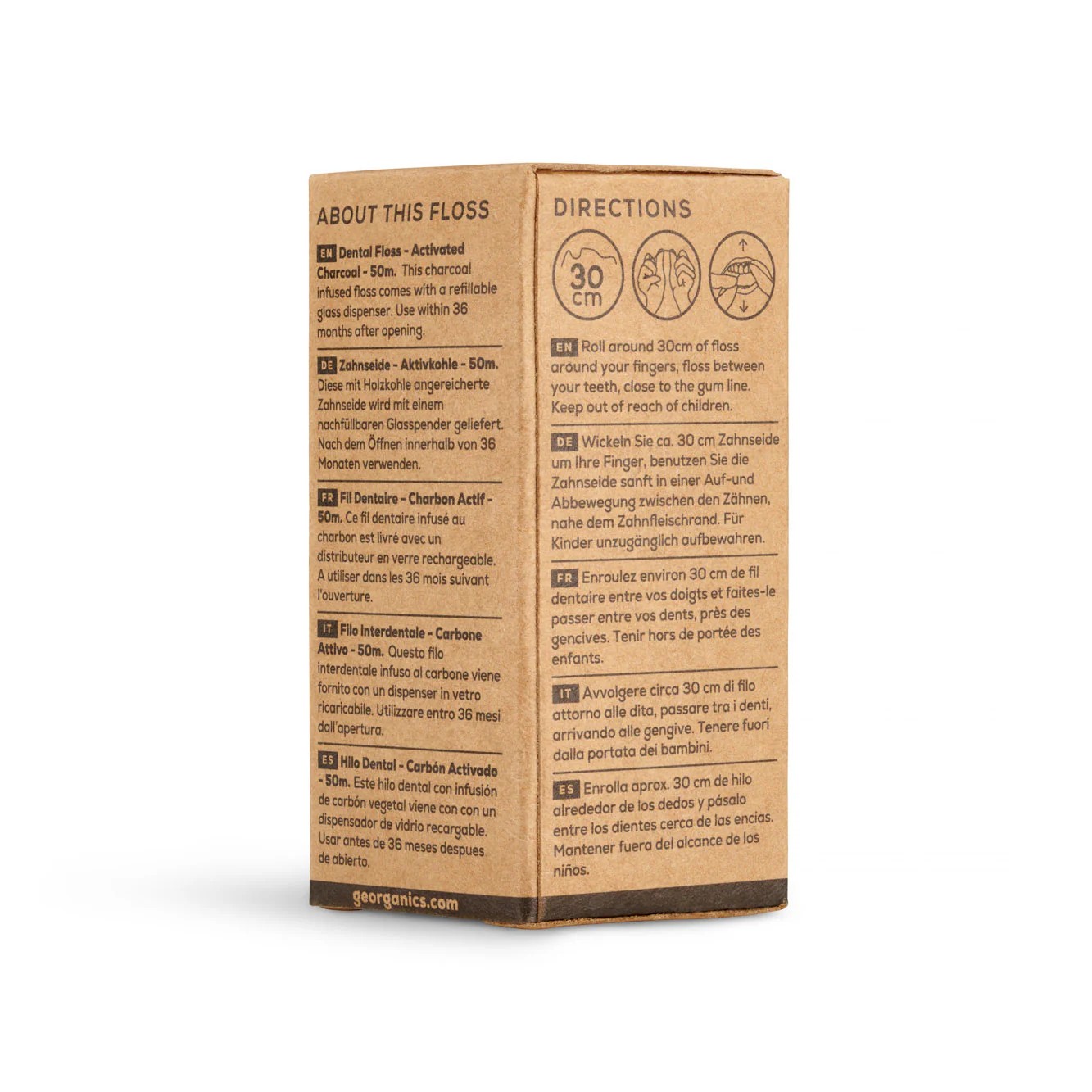 GEORGANICS Dental Floss Activated Carbon with Fluoride, 50mt
