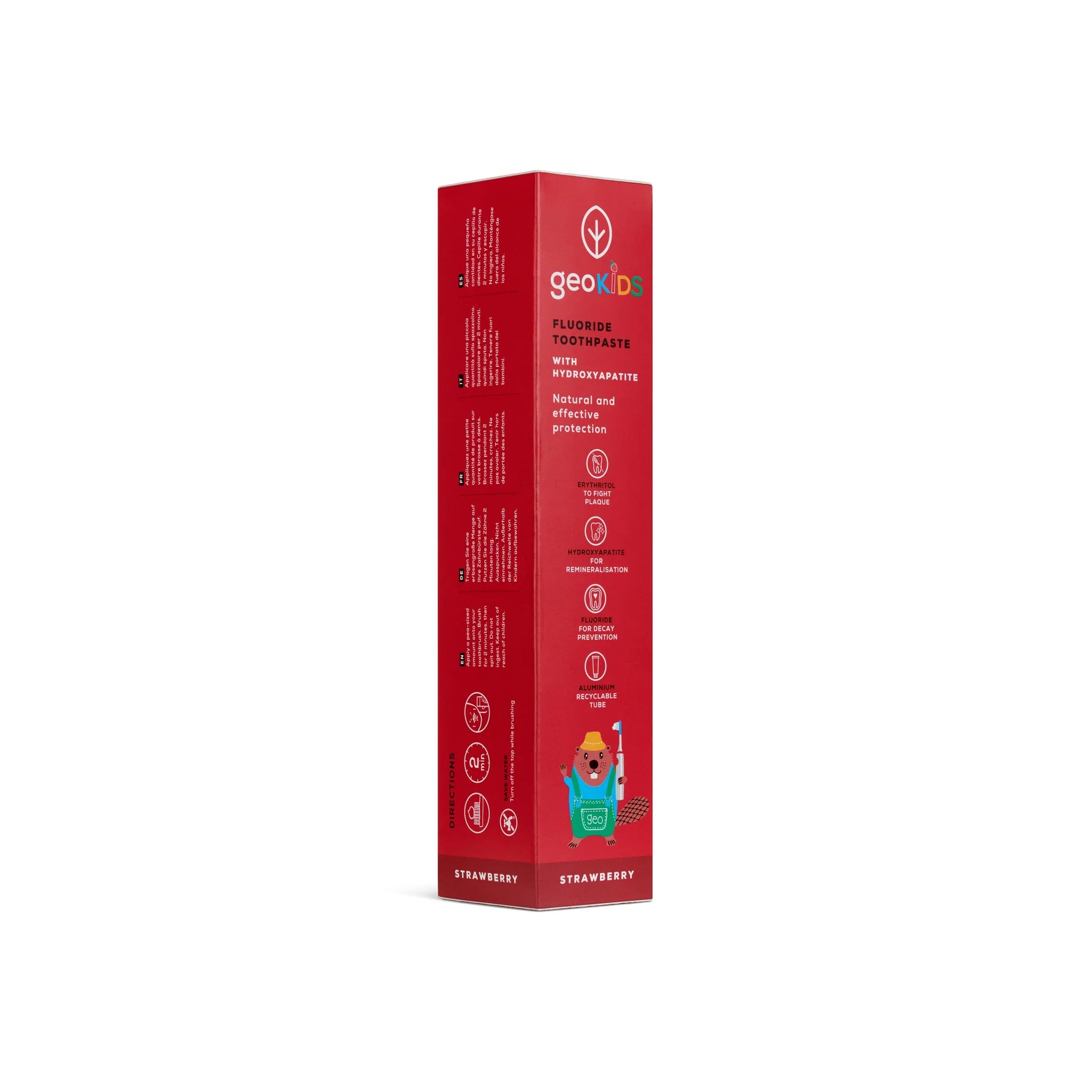 GEORGANICS Toothpaste with Fluoride and Hydroxyapatite GeoKids, Strawberry 75ml