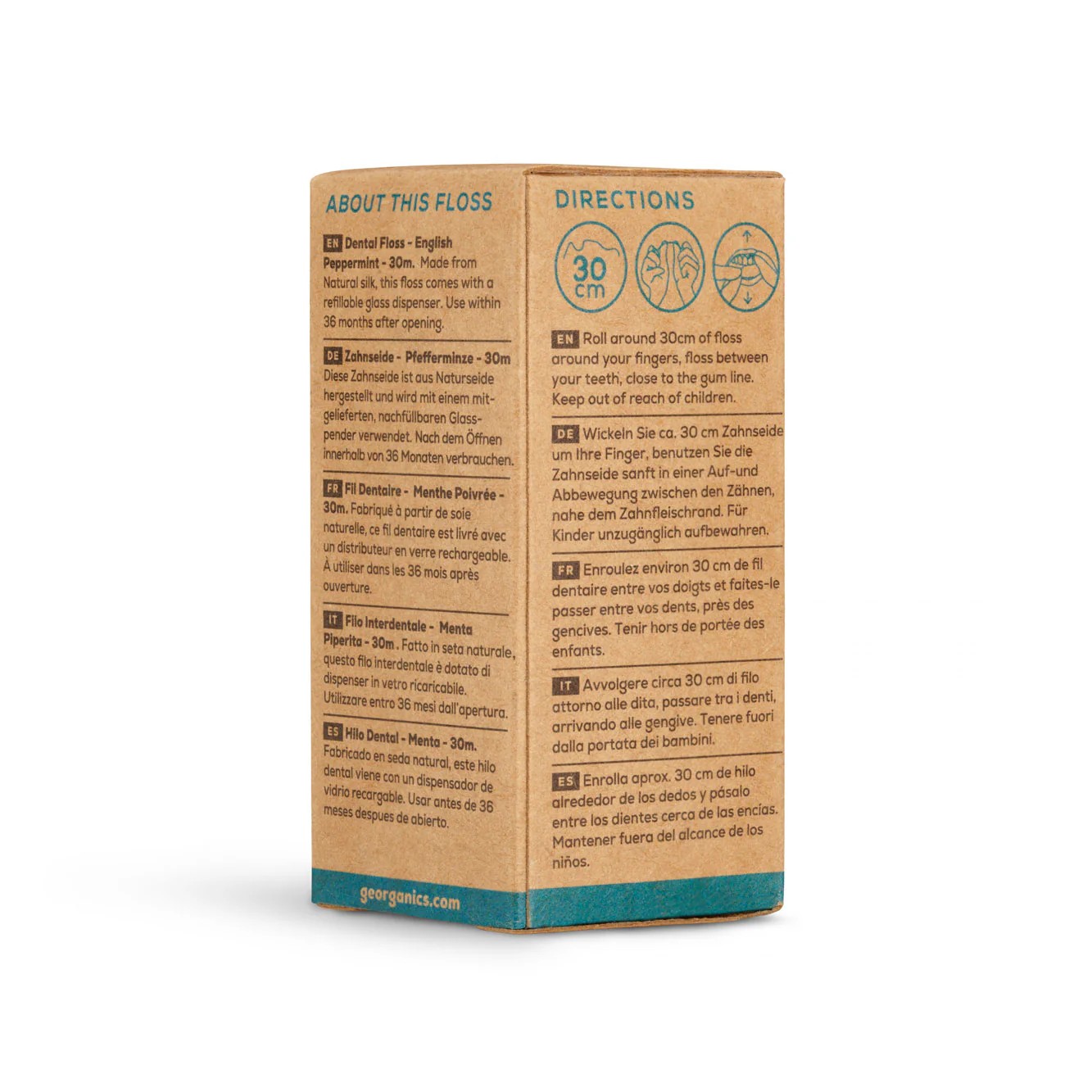 GEORGANICS Dental Floss Peppermint, Silk, 30mt