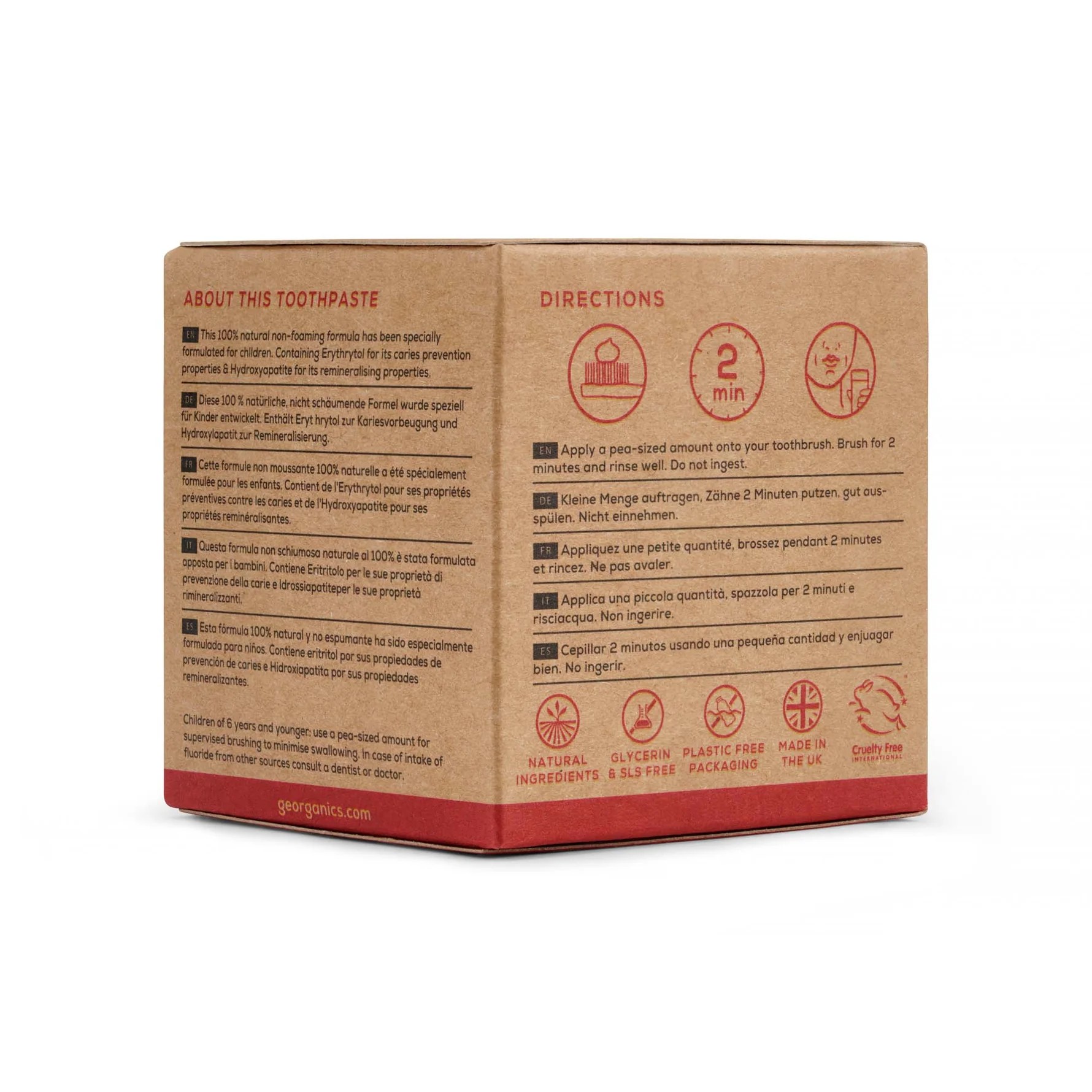 GEORGANICS GeoKids Zahnpasta mit Fluorid, Erdbeer 60ml