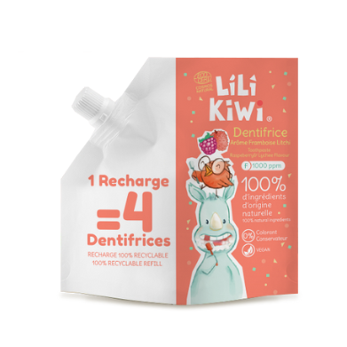 Toothpaste Raspberry-Lychee with Fluoride, 120 ml, Eco Refill Bag