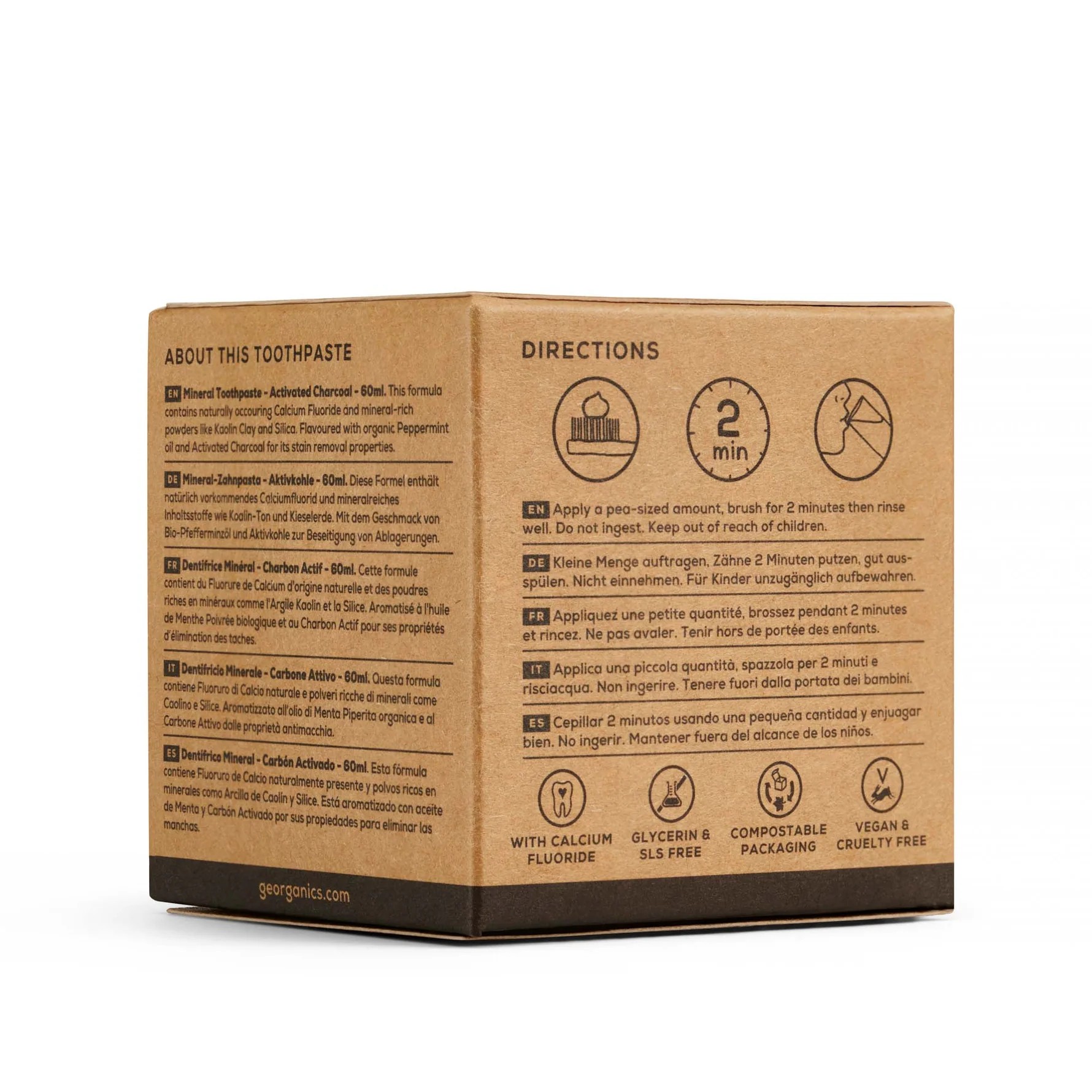 GEORGANICS Toothpaste with Fluoride Activated Charcoal 60ml