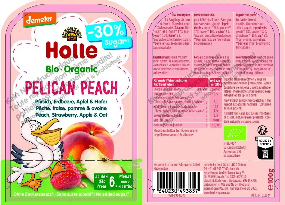 Pelican Peach – Peach, Strawberry, Apple and Oats 100g