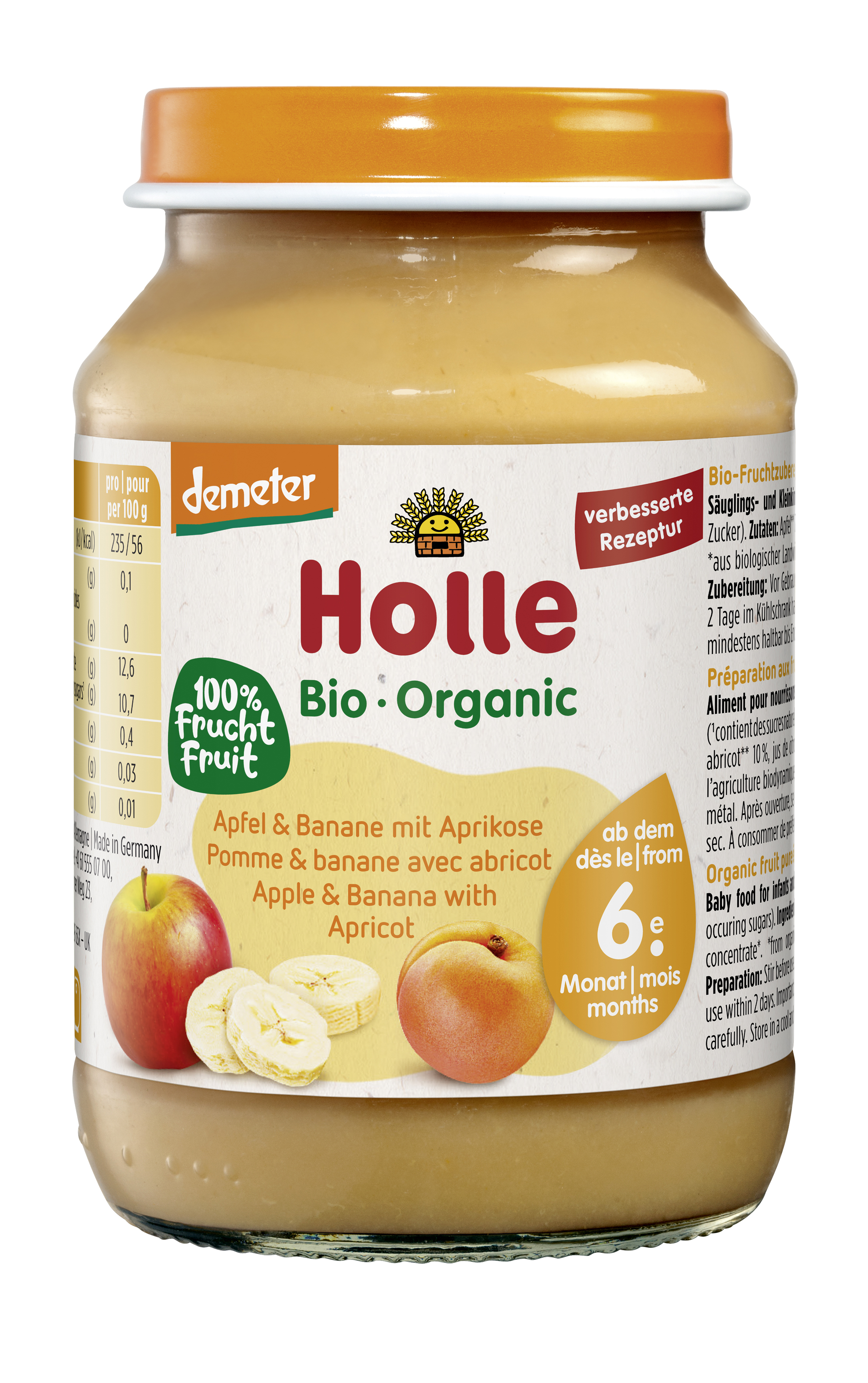 Apfel & Banane mit Aprikose Gläschen, 190g