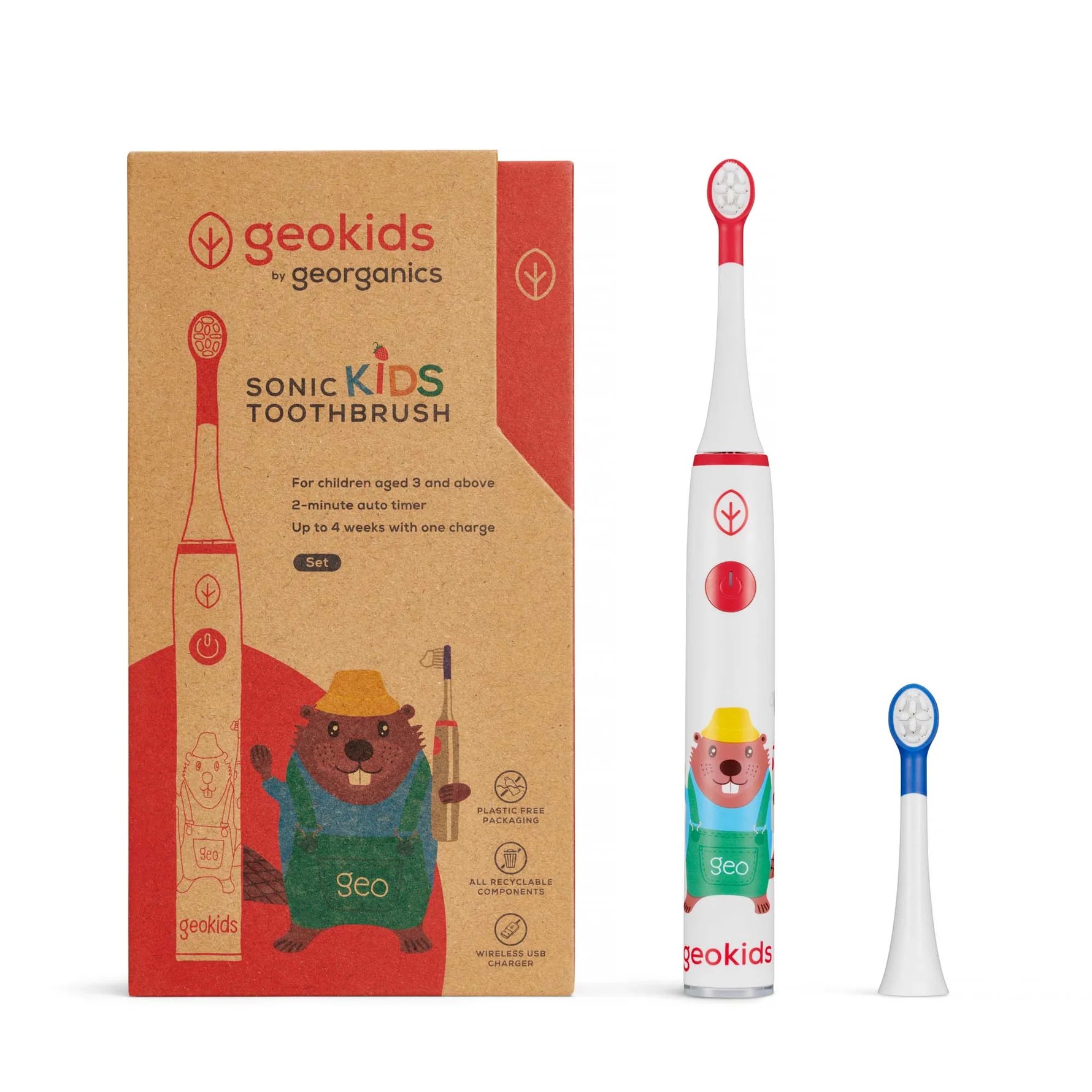 GEORGANICS Geokids Schallzahnbürste Kinder (Handstück+2x Bürste)