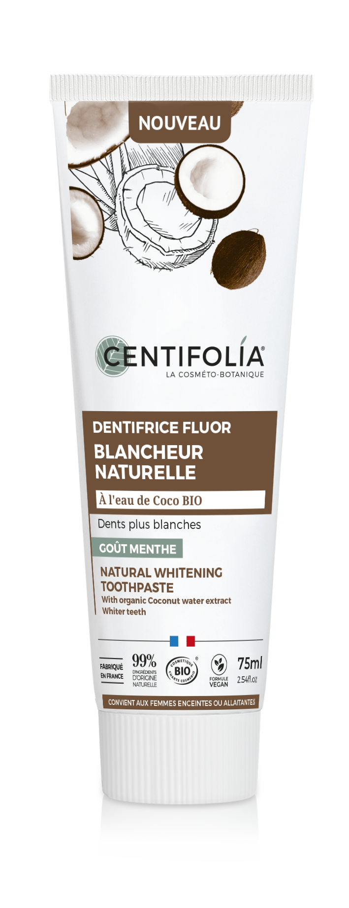 Natural White Toothpaste with Fluoride, 75ml