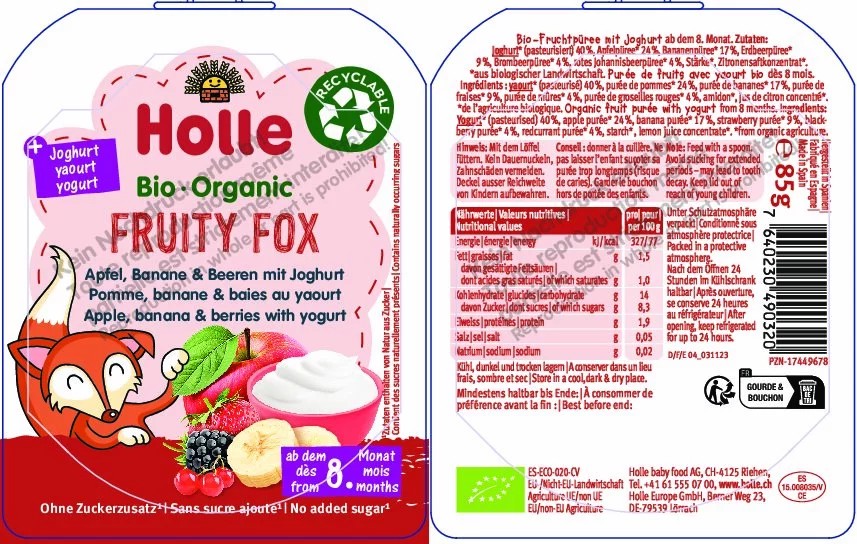 Fruity Fox Apfel,Banane,Beeren  mit Joghurt 85g