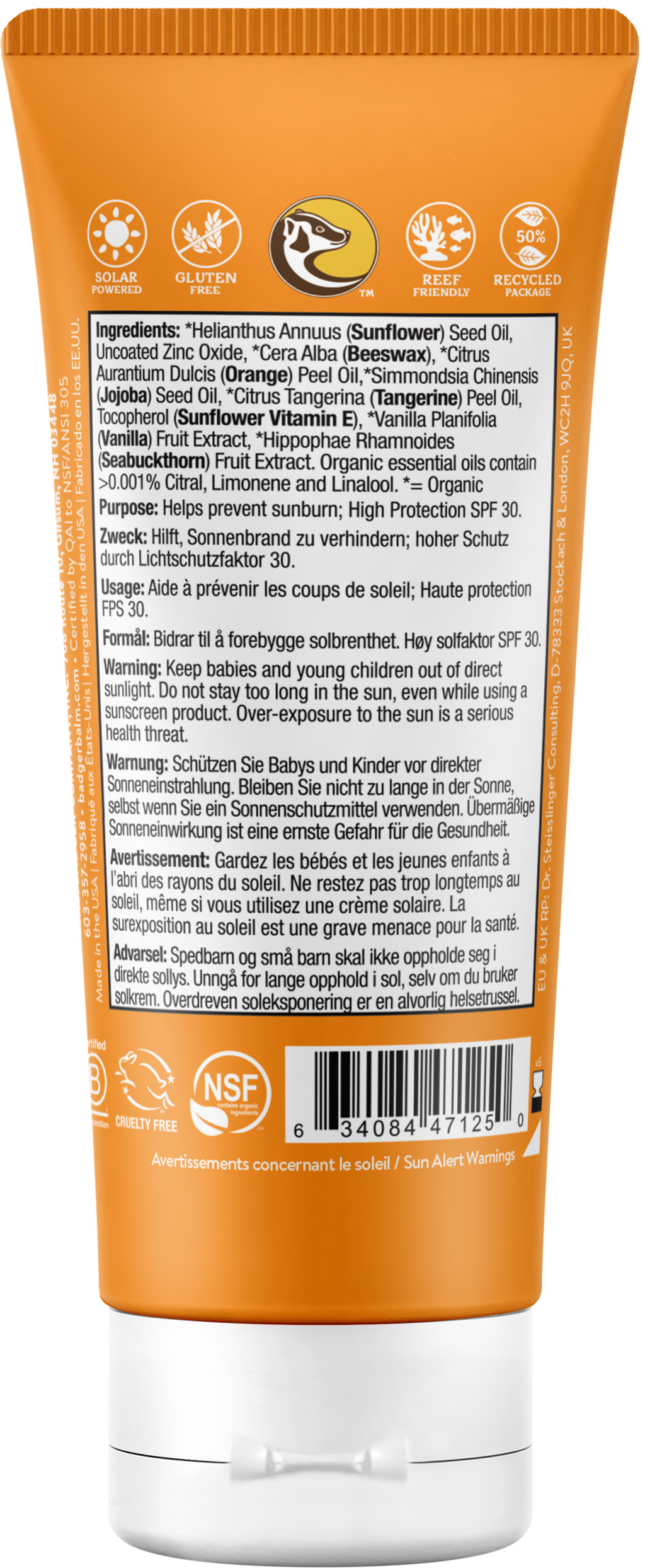 BADGER Sunscreen Kids, SPF 30, delicate fragrance 87ml