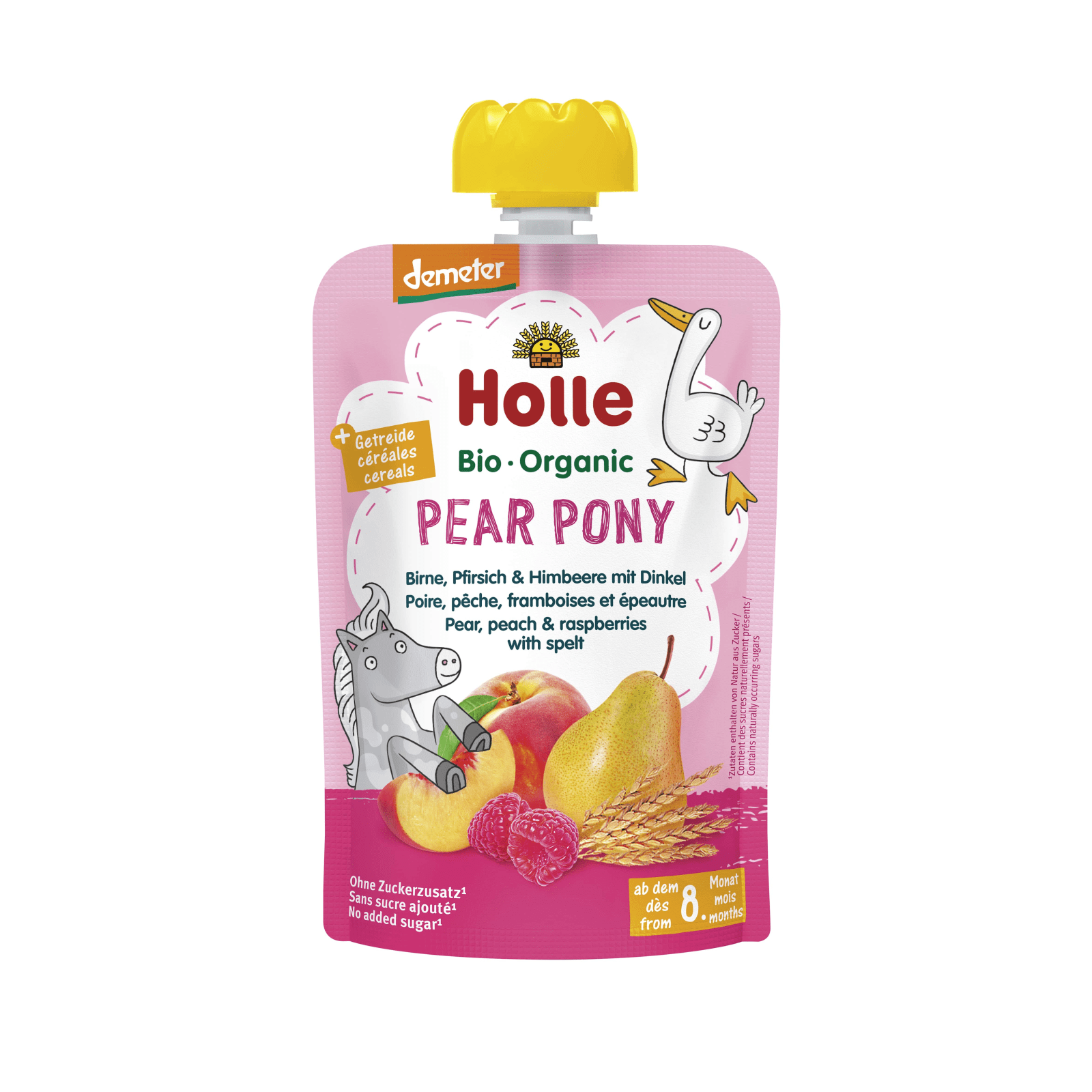 Pear Pony - Pouchy Pear, Peach & Raspberry with Spelt, 100g