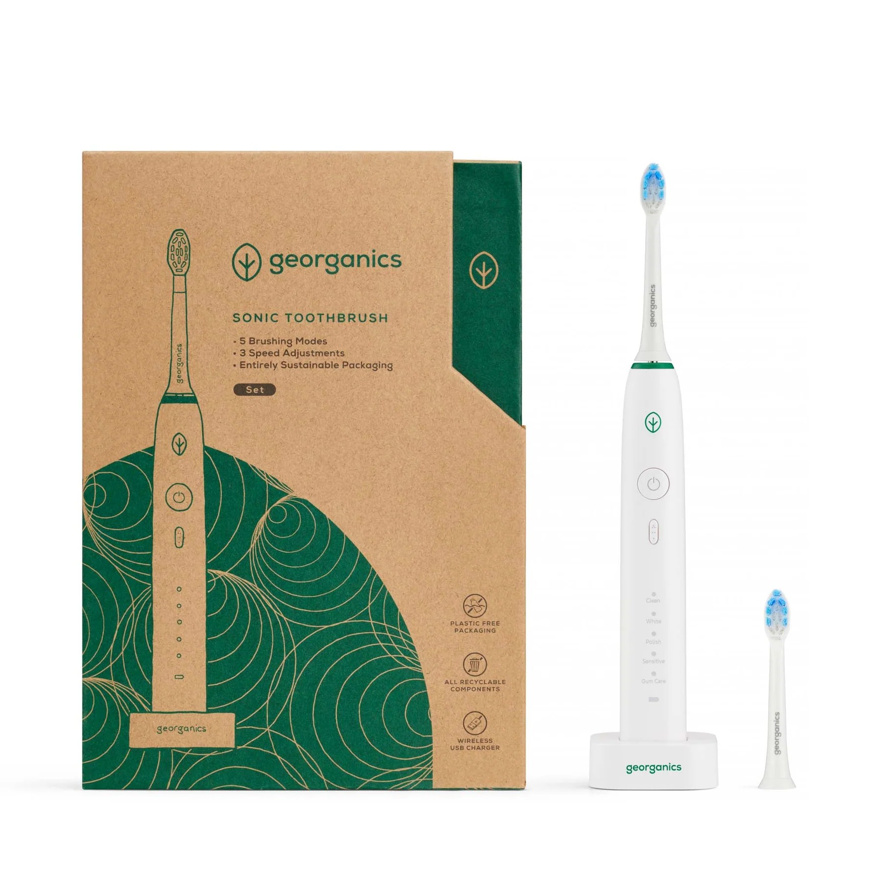 GEORGANICS Ultraschallzahnbürste Set (Handstück+2x Bürste)