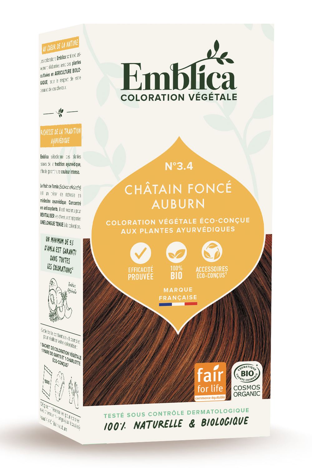 Herbal Hair Color 3.4 Dark Warm Chestnut Brown 100g