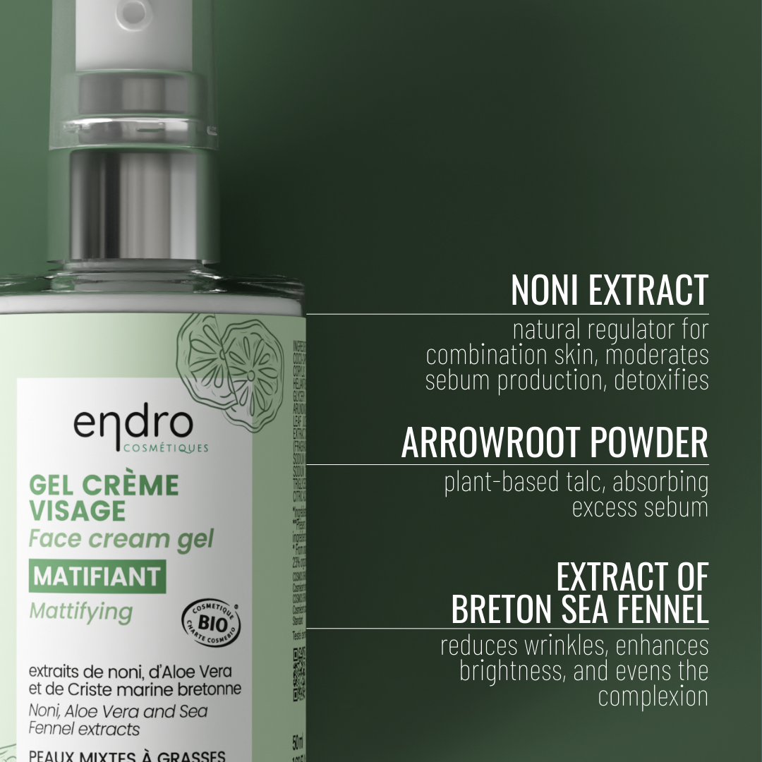 ENDRO Mattifying Gel Cream for the Face, Combination to Oily Skin, 50ml