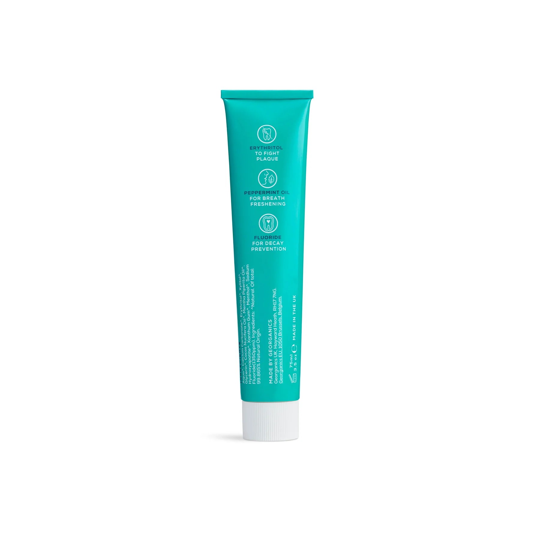GEORGANICS Toothpaste with Fluoride and Hydroxyapatite, Fresh Mint 75ml