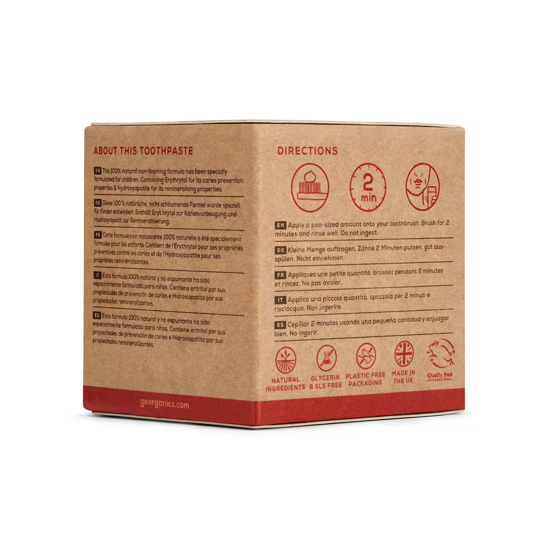 Georganics KIDS toothpaste GeoKids, Strawberry, WITHOUT Fluoride 60ml