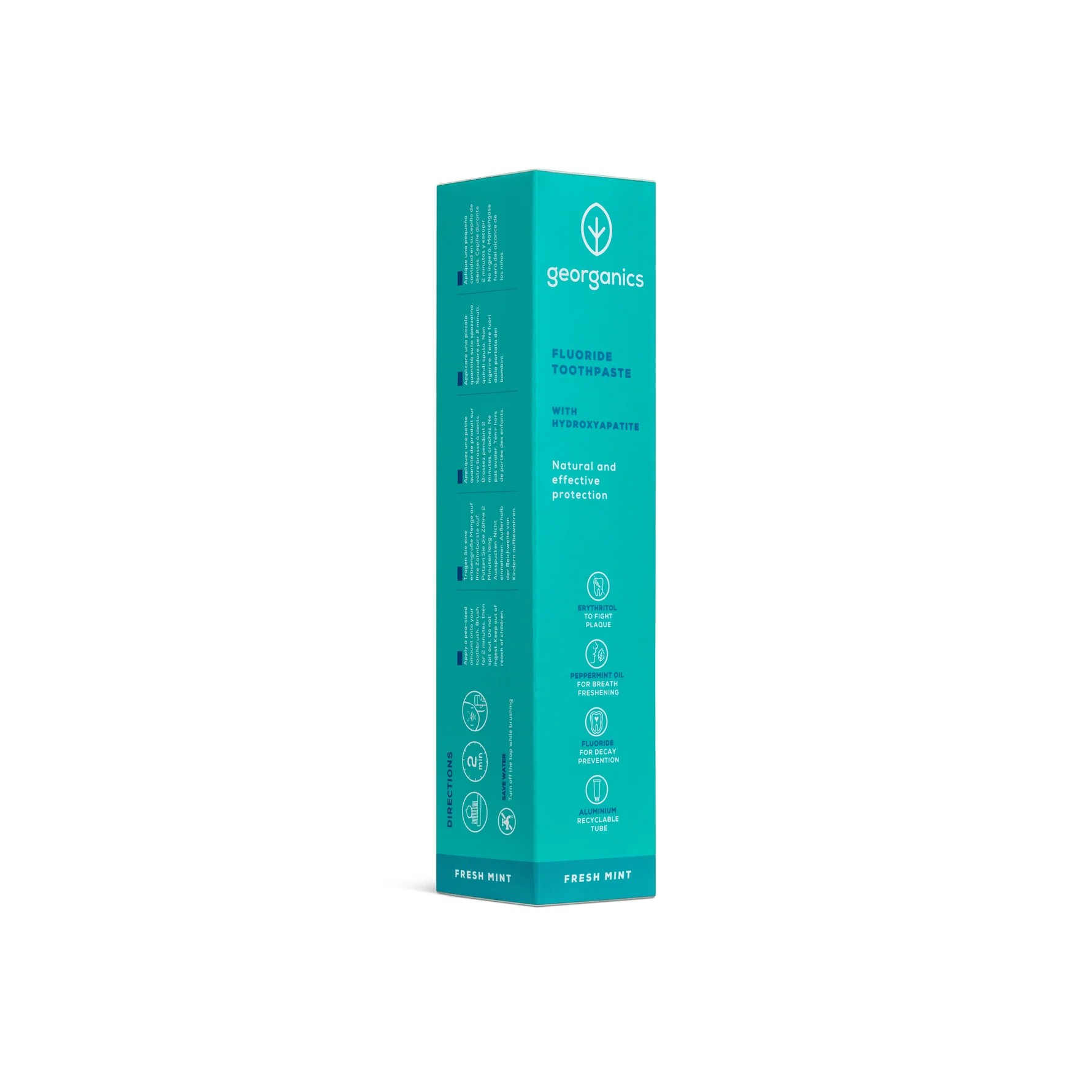 GEORGANICS Toothpaste with Fluoride and Hydroxyapatite, Fresh Mint 75ml