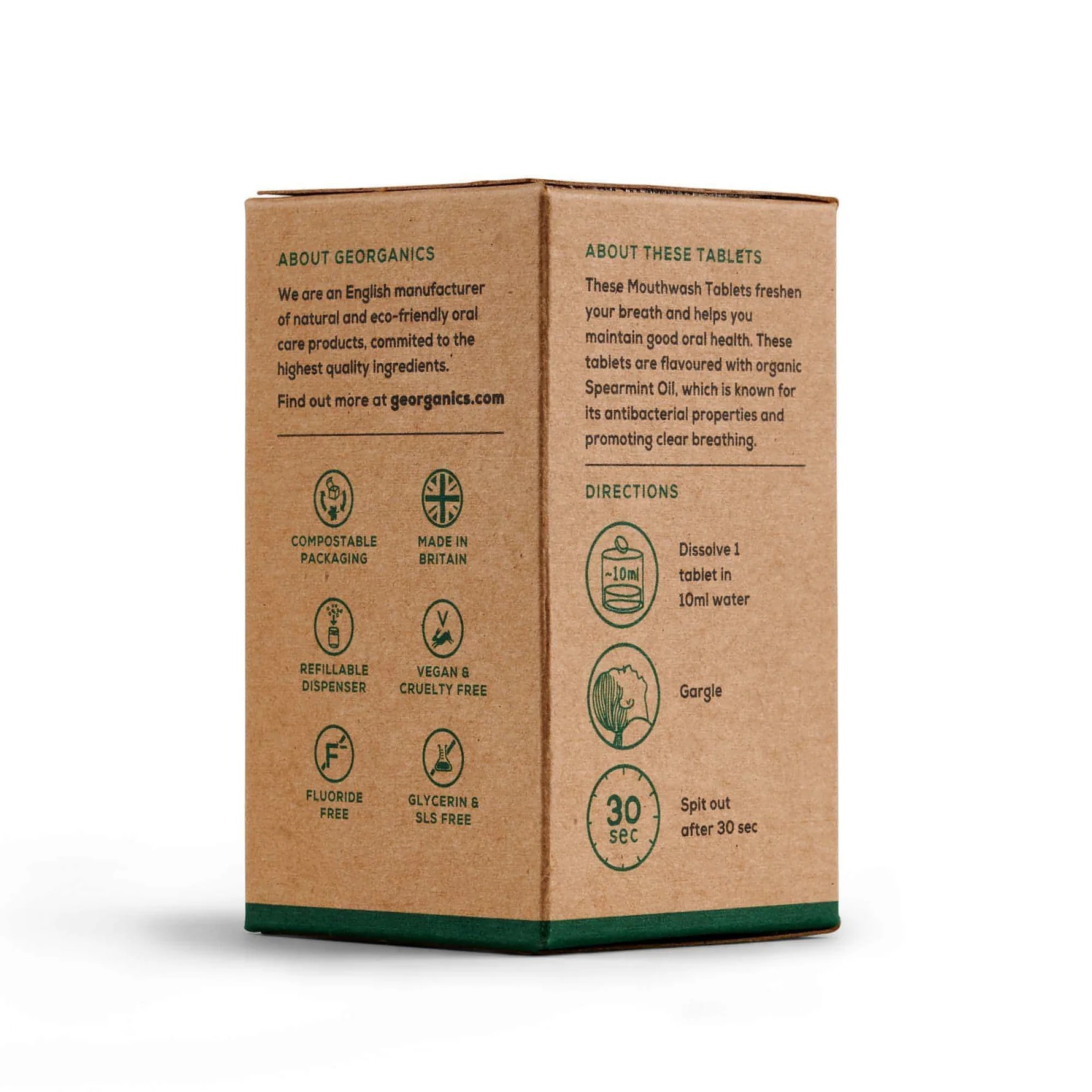 GEORGANICS Mouthwash Tabs Spearmint, 180 tabs